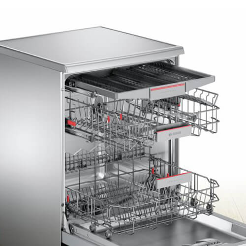 Máy rửa bát Bosch Đức SMS46MI05E hoạt động siêu êm ái nhờ hệ thông cách âm, chống ồn hiện hiệu quả