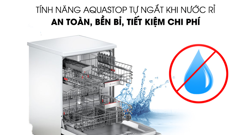 Máy rửa chén Bosch HMH.SMS68PW01E 2400W tiết kiệm nước hơn với AquaStop