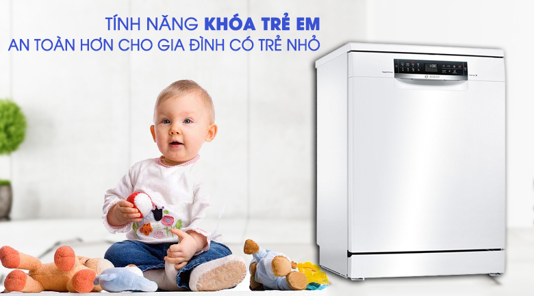 Máy rửa chén Bosch HMH.SMS68PW01E 2400W an toàn với khóa trẻ em