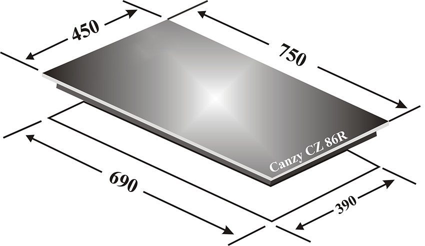 Kích thước của bếp điện từ hồng ngoại Canzy CZ 86R