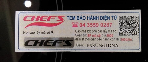 tem bảo hành của bếp