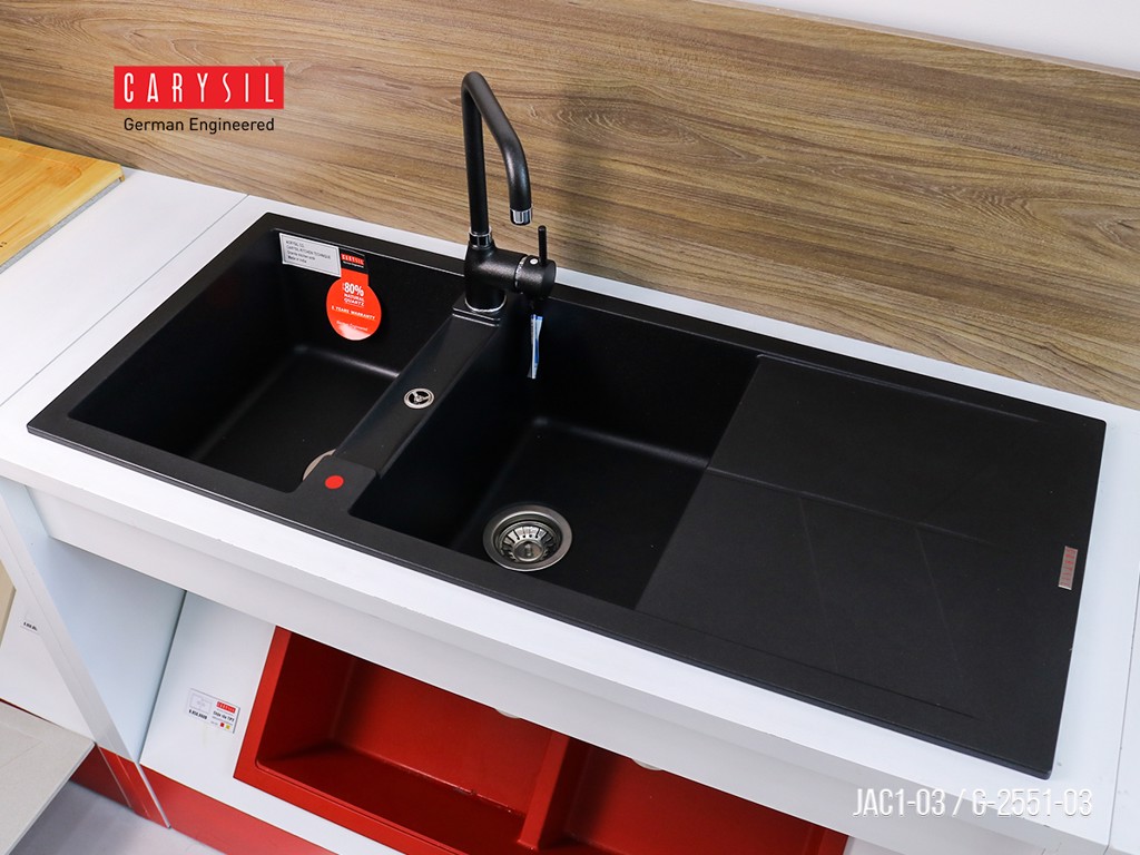 Chậu rửa chén bằng đá granite 2 hố có cánh - Jazz D200 - JAC1 Carysil