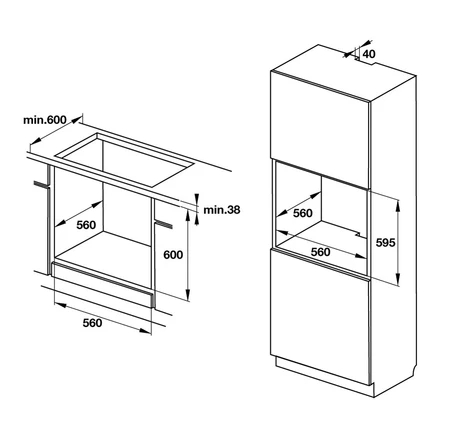 Lò nướng âm tủ Hafele HO-K60B 534.05.581 sơ đồ