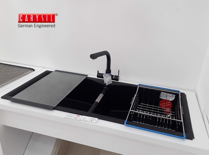 rỗ inox304 Carysil trên chậu đá Granite LAC1