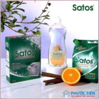 Combo bột rửa bát sinh học Satos + Muối rửa bát + Bóng hữu cơ