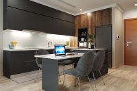 Tủ bếp chữ I kết hợp với bàn đảo bếp