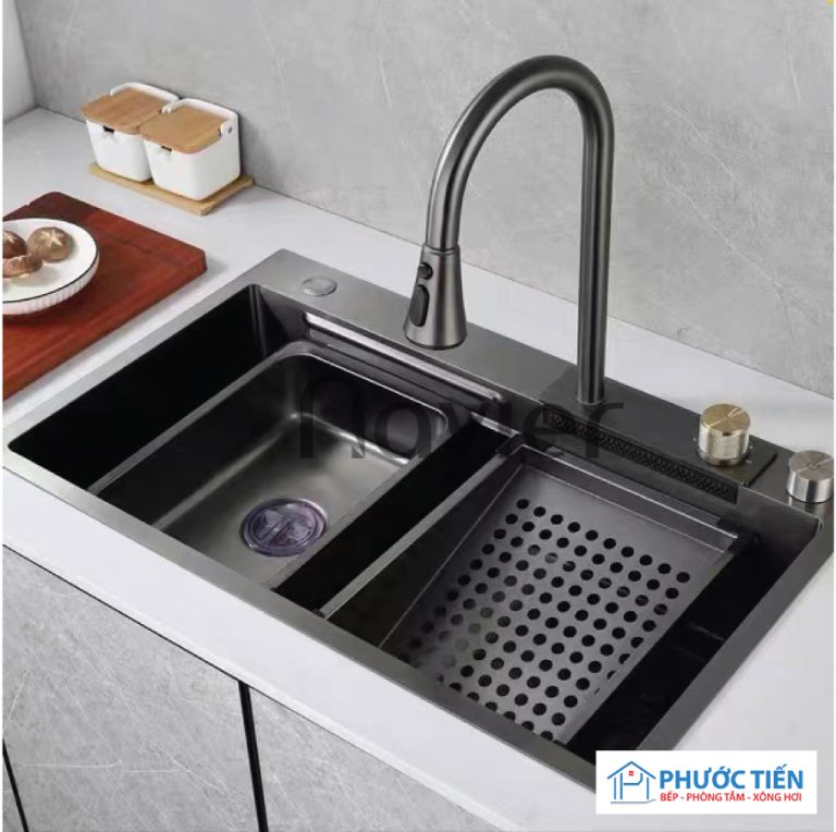 Bộ Chậu Rửa kèm vòi 1 Hộc Nano Đen