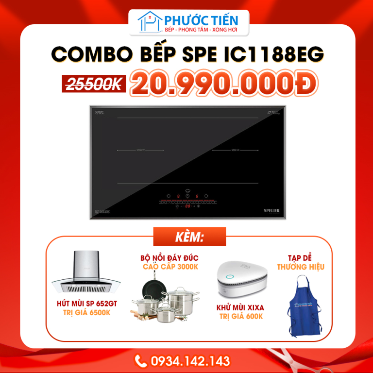 Combo bếp từ Spelier IC 1188EG