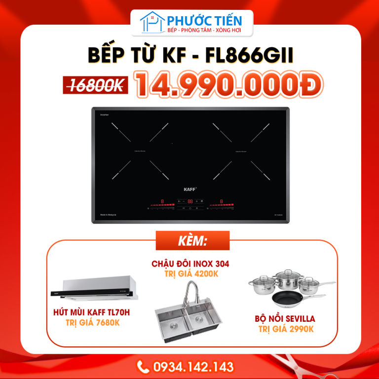 Combo bếp từ Kaff KF – FL 866GIH cùng nhiều quà tặng